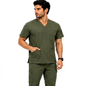 Ensemble de blouses médicales pour hommes tendance avec pantalon jogger, uniforme d'infirmier respirant en spandex, tenue de travail hospitalière, logo personnalisé, durable - Product Image 1