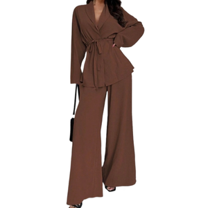 Completo Elegante da Donna Autunno 2026 CrossBorder Fashion con Scollo a V e Pantaloni a Gamba Dritta - Product Image 2
