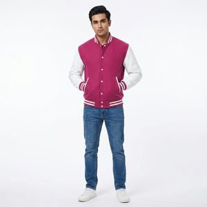 Chaqueta Universitaria Varsity Hecha a Mano con Mangas de Cuero, Chaqueta Universitaria de Béisbol - Product Image 1