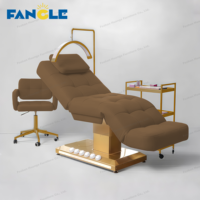 Table de massage électrique moderne lit 3 moteurs base en or de luxe réglable traitement cosmétique lit de spa médical avec Led
