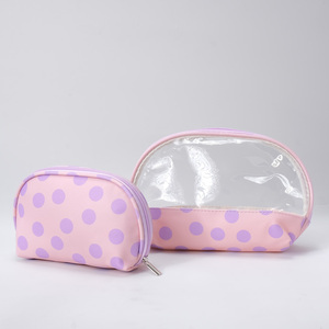 Ensemble de 2 sacs à cosmétiques en PVC RPET personnalisés, coquillage de plage, pochette de maquillage mignonne en PU <span class=keywords><strong>pour</strong></span> <span class=keywords><strong>piscine</strong></span>, trousse de toilette, organisateur - Product Image 5