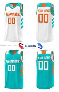 Maillot de basket-ball personnalisé Aqua White Double Side Sets pour hommes - Product Image 3
