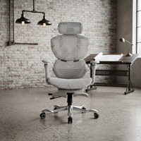 Chaise de bureau ergonomique de luxe en maille avec massage - Design contemporain inclinable et pivotant à dossier haut pour le gaming et le télétravail