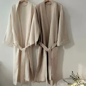 2024 gran oferta bata de baño orgánica mujer Waffle Albornoz Waffle Robe