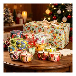 Bocaux à bougies colorés avec couvercle, coffret cadeau de luxe, mélange de soja aromatique, assortiment de produits de boutique, gamme de présentation - Product Image 4