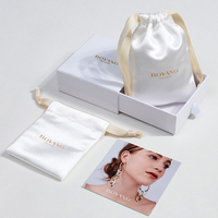 Pochette à Bijoux Personnalisée de Luxe en Soie Satinée avec Cordon, Emballage Cadeau de Mode