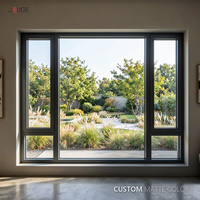 Fenêtre basculante et coulissante en aluminium JOUGE, couleur personnalisée, finition poudrée AkzoNobel 95c, profilé 1,8 mm, bande de 44 mm pour site de villa haut de gamme