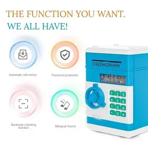 Tirelire électronique automatique, mini coffre-fort pour pièces de monnaie et espèces, boîte à économies avec mot de passe, compteur, code, serrure à clé, tirelire ATM, cadeau pour enfant - Product Image 6