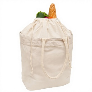 Borse Shopper in Tela con Manici e Chiusura a Coulisse, Lavabili, Pieghevoli, Riutilizzabili per Cucina, Picnic, Biblioteca (1 Borsa) - Product Image 1