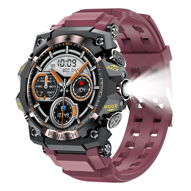Flashlight Sports Smart Watch PG222 1.39 Inch Screen Health Detection Music Play Call Reminder Super Long Life Men's SmartWatch