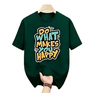 T-shirt con citazione ispiratrice '<span class=keywords><strong>Do</strong></span> <span class=keywords><strong>What</strong></span> Makes <span class=keywords><strong>You</strong></span> Happy', maglietta motivazionale con grafica artistica, t-shirt oversize in cotone a maniche corte, streetwear, top casual. - Product Image 5