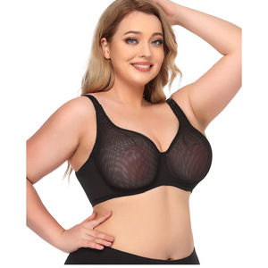 ชุดชั้นในผ้าตาข่ายแบบสองชั้น สีดำ ไซส์ใหญ่ คัพเสริมทรง ยกกระชับ ป้องกันการหย่อนคล้อย สำหรับผู้หญิง - Product Image 2