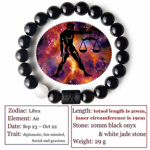 12 zodyak bilezik doğal taş kanseri <span class=keywords><strong>Virgo</strong></span> Leo bilezik bayanlar erkekler çift dostluk mücevherat bilezik mücevherat hediye - Product Image 2