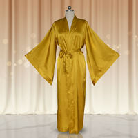 Robe Kimono Longue en Soie Satinée de Luxe, Manches Larges, Douce et Lisse, Robe de Nuit de Mariée pour Femme, Grande Taille, Peignoir de Matin Sexy