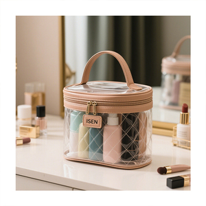 <span class=keywords><strong>ISEN</strong></span> Nueva Bolsa de Maquillaje y Cosméticos Transparente para Mujer, Grande, de TPU, Impermeable, con Cierre, Asa Suave, Portátil, para Viaje y Almacenamiento - Product Image 2
