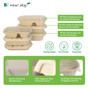 32oz Microwavable Disposable Biodegradable Bagasse Take Away <strong>Packing</strong> to Go Sugarcane <strong>Lunch</strong> <strong>Box</strong> with Lid - Product Image 3