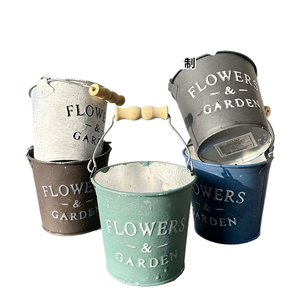Saif Secchiello in <span class=keywords><strong>ferro</strong></span> mini retrò in stile americano, anticato con decorazione ad anello, piccolo vaso da giardino per fiori, oggetti vari e ornamenti - Product Image 1