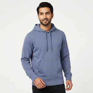 Sudadera con Capucha Azul Cielo de Manga Larga para Hombre del Mejor Fabricante, Diseño de Estampado Único, Servicio OEM ODM, Teñido Liso para Invierno - Product Image 1