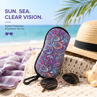 Étui à lunettes en néoprène personnalisé avec mousqueton, support portable pour lunettes, pochette souple pour lunettes, idéal pour les voyages et l'extérieur