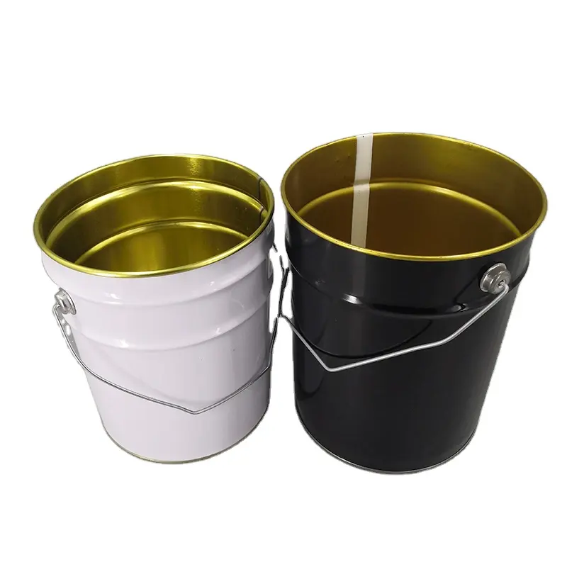 hot sales 5l blank printing barrel metal open head tin pails with stand lug lid and metal handle