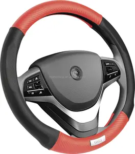 MELCO MO24038 housse de volant BMW avec logo personnalisé en cuir synthétique rouge carbone sport mode ergonomique et antidérapante