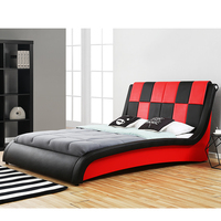 Nouveau magasin Willsoon Lit plateforme rembourrée en cuir synthétique PU double king size personnalisé moderne en forme de courbe