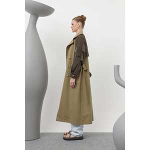 เสื้อโค้ทเทรนช์ผู้หญิง สีคาเมล สีดำ แขนยาว กันน้ำ ผ้าทอ สวมใส่สบายทุกฤดู - Product Image 5