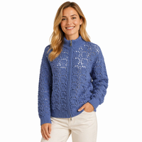 Cardigan en tricot de polyester uni décontracté pour femme, à manches longues avec détails découpés, printemps automne, conception personnalisée OEM ODM