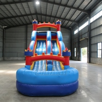 Tobogán Acuático Inflable Comercial IBL con Piscina, Tobogán Inflable de Doble Carril para Niños, Parque Infantil para Alquiler en Eventos