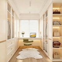 Armoire de chambre sur mesure en MDF, style moderne, dressing avec coiffeuse et éclairage LED, meuble de rangement personnalisé pour toute la maison