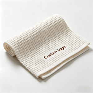 Serviette de cuisine en coton gaufré personnalisée avec logo imprimé, réutilisable, séchage rapide, très absorbante, multi-usages - Product Image 2