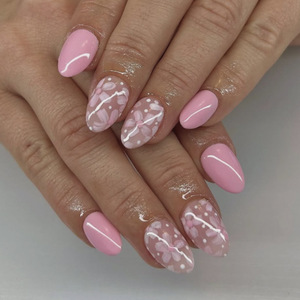 24 piezas <span class=keywords><strong>de</strong></span> <span class=keywords><strong>uñas</strong></span> <span class=keywords><strong>cortas</strong></span> <span class=keywords><strong>de</strong></span> almendra blanca francesa diseño <span class=keywords><strong>de</strong></span> flor <span class=keywords><strong>de</strong></span> tulipán usable <span class=keywords><strong>uñas</strong></span> postizas prensadas desmontables <span class=keywords><strong>para</strong></span> dedos - Product Image 2