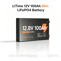 Batterie LiFePO4 ultra-mince 2,36 pouces 12V 100Ah avec indice de protection IP65, boîtier métallique, batterie lithium-ion ultra-mince 2,36 pouces