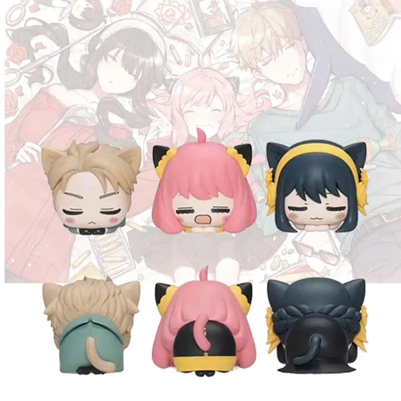 6 pièces/ensemble 4CM espion X famille Anya Yor crépuscule Cos chat sommeil boîte aveugle Anime PVC Figure