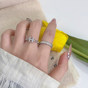 Striped Silver <b>Ring</b> Geometric Design <b>Open</b> Adjustable For Women Minimalist Jewelry Gift - Product Image 3