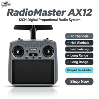 Radiomaster AX12 Android Télécommande FPV Légère avec Gimbals X5 à Effet Hall, Double 21700 I/O, Octa-Core pour UAV