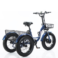 Triciclo eléctrico de 3 ruedas, 48V 500W, cuadro de aleación de aluminio, capacidad de carga de 200 kg, bicicleta para adultos, personas mayores, carga, camping y reparto.