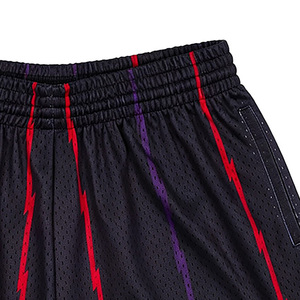 Pantalones Cortos de Baloncesto para Hombre Healy, Negros con Rayas Rojas y Moradas, con Bolsillos, Cintura Elástica, Secado Rápido, Estampado por Sublimación, Casuales y Deportivos - Product Image 3