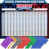 Kit de tableau de draft de football fantastique 2025 pour 12 équipes, 20 tours, 512 étiquettes autocollantes de joueurs, grande taille