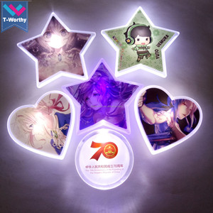 T-Worthy ป้าย LED ดาว PIN โลโก้ที่กําห<span class=keywords><strong>น</strong></span>ดเองของขวัญส่งเสริมการขาย LED กระพริบ Pin รอบ / หัวใจ / รูปดาวเรืองแสง LED ป้าย - Product Image 5