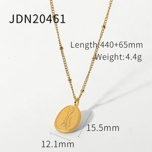 Collier pour femme en acier inoxydable doré, style rétro, avec pendentif fleur marguerite gravé sur mesure - Product Image 3