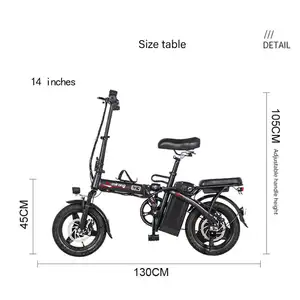 500 Watt 14 인치 10Ah 전기 접이식 자전거 성인용 접이식 전기 자전거 신규 특허