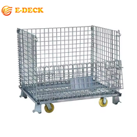 Cage en fil métallique pliable et empilable galvanisée avec roues