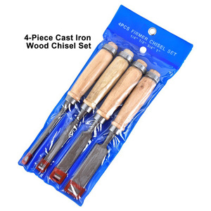 Ensemble de 4 ciseaux à bois en fonte avec manche en bois de 240 mm, comprenant un ciseau demi-rond, OEM - Product Image 2