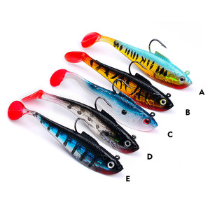 Esche Artificiali Swimbait per <span class=keywords><strong>Spigola</strong></span> e Luccio 9,5g 24,6g in Plastica Morbida a Forma di Anguilla con Amo e Testa Piombata Jig, <span class=keywords><strong>Esca</strong></span> T-Tail per Pesca - Product Image 3
