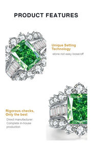 OUCHEN perhiasan kustom wanita emas Radiant 5A 8A Zircon janji pertunangan pernikahan cincin zamrud - Product Image 6