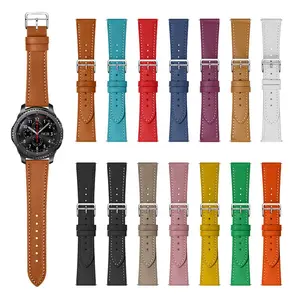 Gelang Jam Tangan Pintar Kulit Asli untuk Jam Tangan Samsung Galaxy Seri 3 4 5 S2 S3 Perlengkapan Aktif Gelang Tali Kulit Klasik