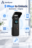 Serrure de porte intelligente Aurelysse V9 IP65 avec reconnaissance faciale, interphone vidéo, contrôle par application Tuya WiFi et Bluetooth pour portails extérieurs