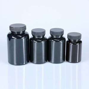 Black Plastic Pill Medicine Bottle Pharmaceutical Capsule <b>Container</b> Jar Health Care Supplement <b>Tablet</b> Nutrition Powder Bottle - Product Image 1