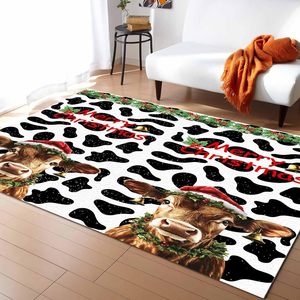 Noël bétail hiver Animal neige tapis antidérapant rouge noir Plaid noël pour chambre salon décor à la maison en Stock - Product Image 1